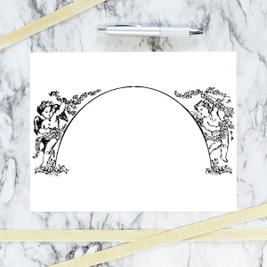 Vintage Cherub Arch Border Clipart | Antique Wedding Frame Element | Victorian Vector Romantic, Cherubs, Valentine&#39;s Day SVG PNG JPG