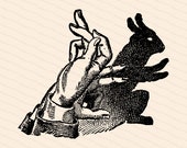 Vintage Victorian Shadow Puppet | 1890s Rabbit Shadow Vector Clipart | Bunny, Hare Hand Shadow Puppetry, Puppets | Download SVG PNG JPG