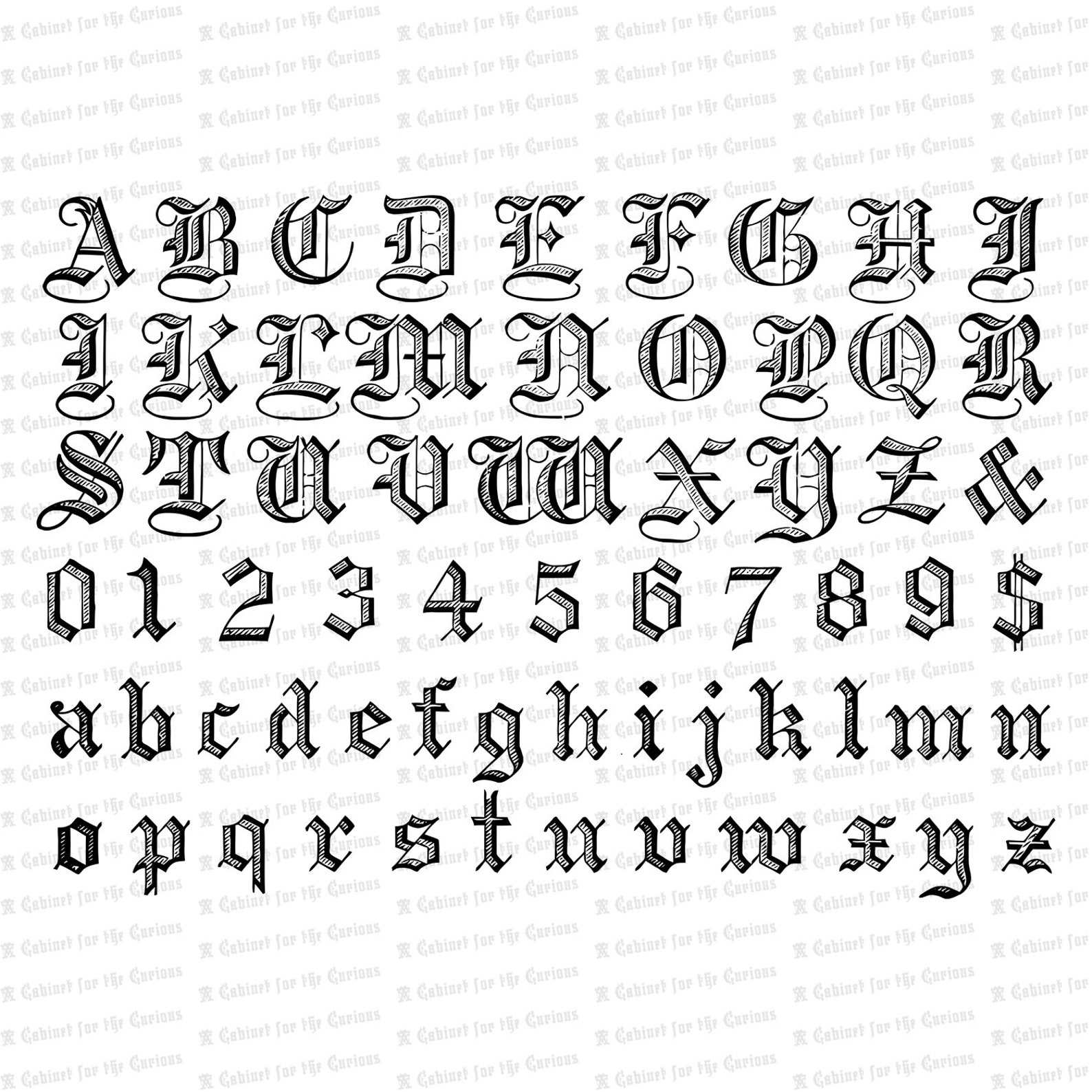Vector Clipart Victorian Copperplate Ornamental Penwork Alphabet ...