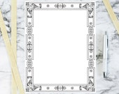 Digital Vintage Edwardian Decorative Floral Geometric Frame | Vector Clipart Border Element | Instant Download SVG PNG JPG