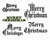 Vintage Merry Christmas Words / Phrases | Victorian Holiday Ornamental Calligraphy Lettering Vector Clipart Instant Download SVG PNG JPG
