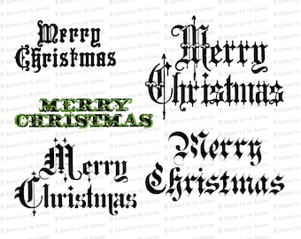 Vintage Merry Christmas Words / Phrases | Victorian Holiday Ornamental Calligraphy Lettering Vector Clipart Instant Download SVG PNG JPG