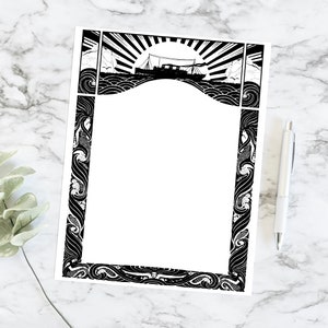 Vintage Sirene & Nave Bordo Digitale / Vector Clipart Nautical Frame Element / Anni '20 Bon Voyage Boat Sirena Ocean Sea SVG PNG JPG