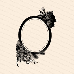 Vintage Edwardian Frame with Roses | Antique Oval Frame with Flowers | Vector Instant Download SVG PNG JPG