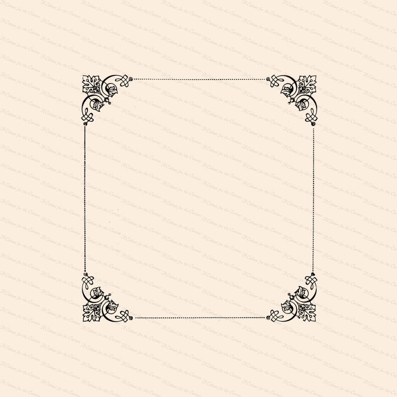 Vintage Victorian Border with Ornate Corners Antique Square Decorative Frame Fancy Vector Clipart SVG PNG JPG image 2