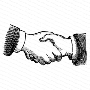 Vintage Victorian Hand Shake / 1880s Antique Shaking Hands Vector Clipart / Instant Digital Download Handshake SVG PNG JPG