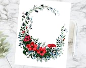 Vintage Floral Border with Poppies, Bluebells & Forget-Me-Nots | Antique Color Flower Oval Frame Victorian Vector Wreath Wedding SVG PNG JPG