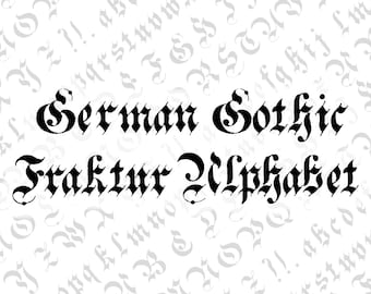 Vector Clipart Victorian German Gothic Fraktur Ornamental Alphabet | Vintage Ornamental Uppercase & Lowercase Letters | Calligraphy SVG PNG