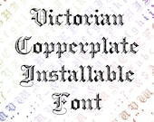 Installable Font Victorian Copperplate Ornamental Penwork | Vintage Uppercase & Lowercase Letters, Numbers, Punctuation Calligraphy OTF TTF
