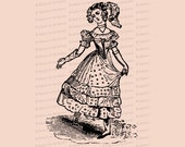 Georgian Dancing Woman | Vintage Dancing Girl Vector Clip Art | Antique Dancer Lady Clipart SVG PNG JPG