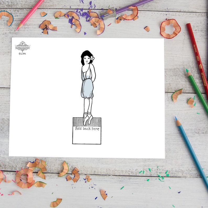 Elsa Coloring Page Printable Paper Doll Vintage 1910s Doll - Etsy