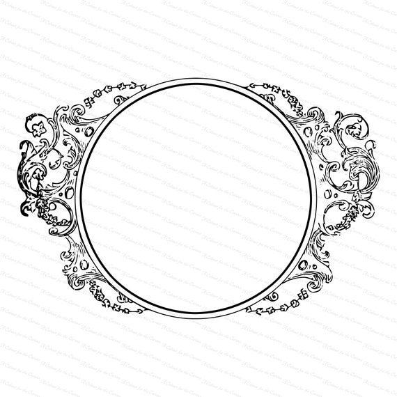 Vintage Floral Round Border Clipart Antique Victorian Circle Frame Vector  Instant Download SVG PNG JPG 