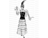 Jazz Age Flapper | Vintage Pre-Roaring Twenties Flapper Woman Vector Clip Art Instant Download | SVG PNG JPG