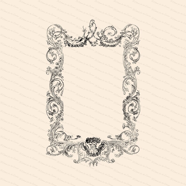 Digital Vintage Victorian Decorative Floral Frame Vector Clipart Border Element Instant Download SVG PNG JPG image 2