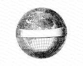 Victorian Blank Banner Encircling Globe Vector Clip Art | Vintage Worldwide Banner | Digital Instant Download SVG PNG JPG
