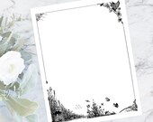 Vintage Rustic Nature Themed Border | Antique Frame with Wild Flowers, Birds, Butterflies, Frog, Water | Victorian Vector SVG PNG JPG