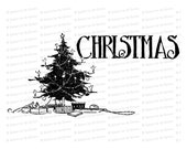 Vintage Christmas Tree | Antique Xmas Tree Vector Clipart Instant Download SVG PNG JPG