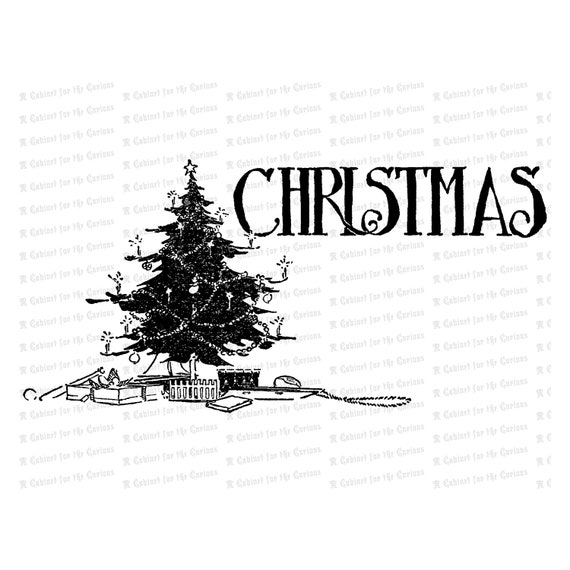 Vintage Christmas Tree Antique Xmas Tree Vector Clipart Etsy