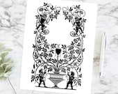 Cupids and Roses Romantic Border | Vintage Edwardian Valentine's Day Frame Wedding Vector Clipart | Engagement SVG PNG JPG