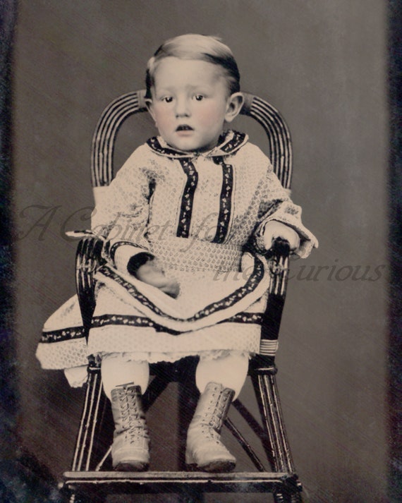 Ambrotype photo of child in high chair c. 1860s Ambrotype photo of child in high chair c. 1860s