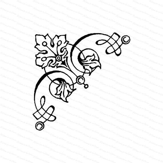 Download Vintage Victorian Floral Leaf Filigree Corner Embellishment Etsy