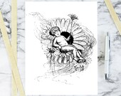 Digitial Vintage Victorian Fairy | 1880s Antique Fae with Daisies Vector Clipart | Floral Fairy | Download SVG PNG JPG