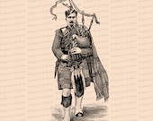 Digital Vintage Victorian Piper | Traditional Scottish Dress | Antique Bagpipes Clip Art SVG PNG JPG