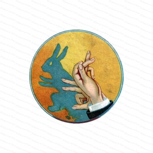 Vintage Victorian Shadow Puppet | 1890s Rabbit Shadow Color Vector Clipart | Bunny Hand Shadow Puppetry, Puppets | Download SVG PNG JPG
