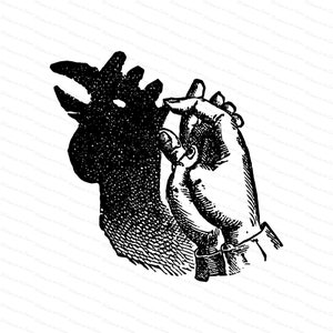 Vintage Victorian Shadow Puppet | 1890s Rooster Shadow Vector Clipart |  Hand Shadow Puppetry, Chicken Puppets | Download SVG PNG JPG