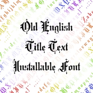 Texto inglês antigo do título do Victorian da fonte instalável Ornamental | Letras maiúsculas e minúsculas vintage, caligrafia de pontuação OTF TTF