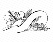 Fancy Blank Banner with Bird Vector Clip Art | Victorian Penwork Flourishing | Digital Instant Download SVG PNG JPG