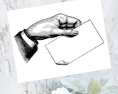 Vintage Victorian Hand Holding Blank Card | Antique Blank Sign, Blank Paper Clipart | Instant Digital Download SVG PNG JPG