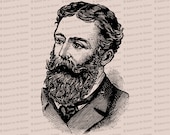 Digital Vintage Bearded Victorian Man | Vector Clip Art Gentleman with Beard and Mustache Instant Download SVG PNG JPG
