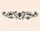 Victorian Bees & Flowers | Antique Vintage 1870s Insect Embellishment | Bugs, Floral Vector Clip Art Instant Download PNG JPG SVG