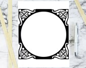 Vintage Art Nouveau Border Element | Antique Square Frame Decorative Element with Round Opening | Vector Geometric Download SVG PNG JPG