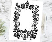 Digital Vintage Victorian Floral Frame | Vector Clipart Border Element | Instant Download SVG PNG JPG