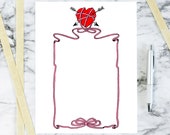 Vintage Heart, Arrows, & Ribbon Border | Antique Edwardian Valentine's Day Frame | Vector Romantic Clip Art SVG PNG JPG Color