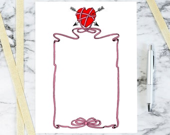 Vintage Heart, Arrows, & Ribbon Border | Antique Edwardian Valentine's Day Frame | Vector Romantic Clip Art SVG PNG JPG Color