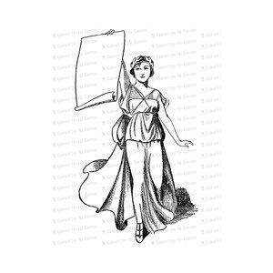 Loucos anos 20, Colômbia | Mulher, Laurel, Banner em branco / Scroll | American Patriotic Lady Liberty Vector Clip Art SVG PNG JPG Digital