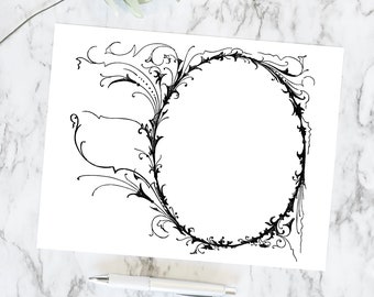 Digital Vintage Victorian Ornate Oval Frame | Antique Fancy Border | Vector Clip Art Instant Download SVG PNG JPG