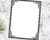 Vintage Art Nouveau Flowers and Leaves Border | Antique Floral Rectangular Frame Decorative Element | Vector Geometric Download SVG PNG JPG