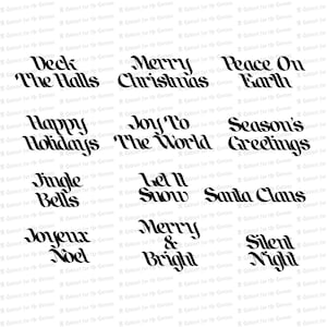 Viktorianischer Pinsel Buchstabe Weihnachten Worte & Phrasen | Vintage Urlaub Kalligraphie Schriftzug Typografie Vektor Clipart Download SVG PNG JPG