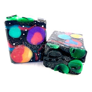 O. O. T. W: Handmade Artisan Soap, Gift, Space, Planets, Aliens, UFO&#39;s, Multi Color, Goats Milk, Cold Process