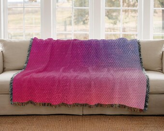 Hot Pink Orange & Blue Blanket Woven Tapestry Throw 54" x 60"