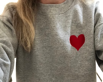 Big Embroidered Heart fleece sweatshirt