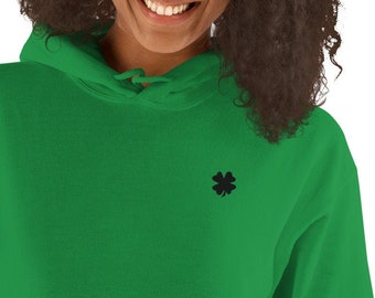 Embroidered Clover Hoodie, Green Hoodie Black Clover