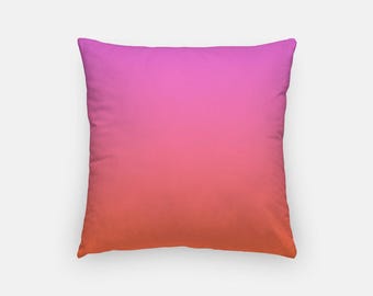 Hot Pink to Orange Pillow Cover 16 Inch Ombre