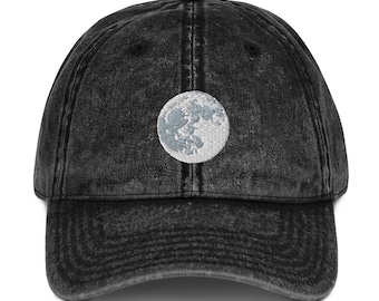 Gorra de luna bordada en mezclilla negra