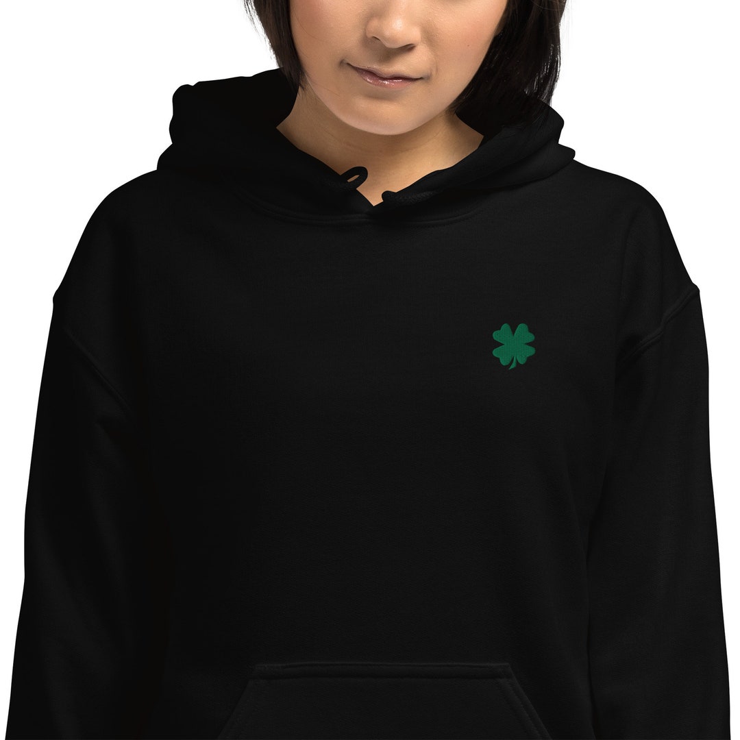 Embroidered Clover Black Hoodie - Etsy