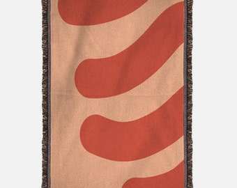 Peach and Desert Red Woven Throw Blanket 37 x 55